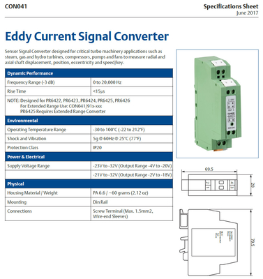 EPRO PR6423/000-031 8mm Eddy Current Sensor +CON041 Eddy Current Signal Converter