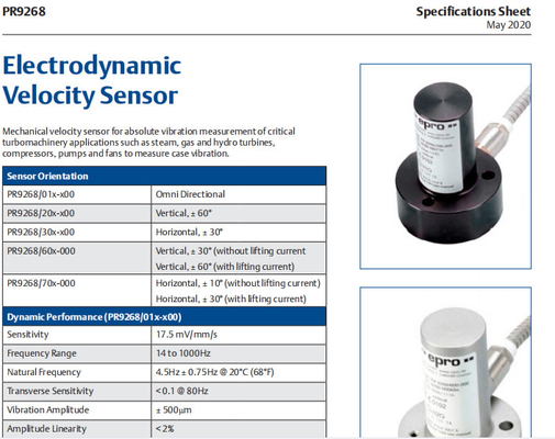 EPRO PR9268/202-100 Electrodynamic Velocity Sensor